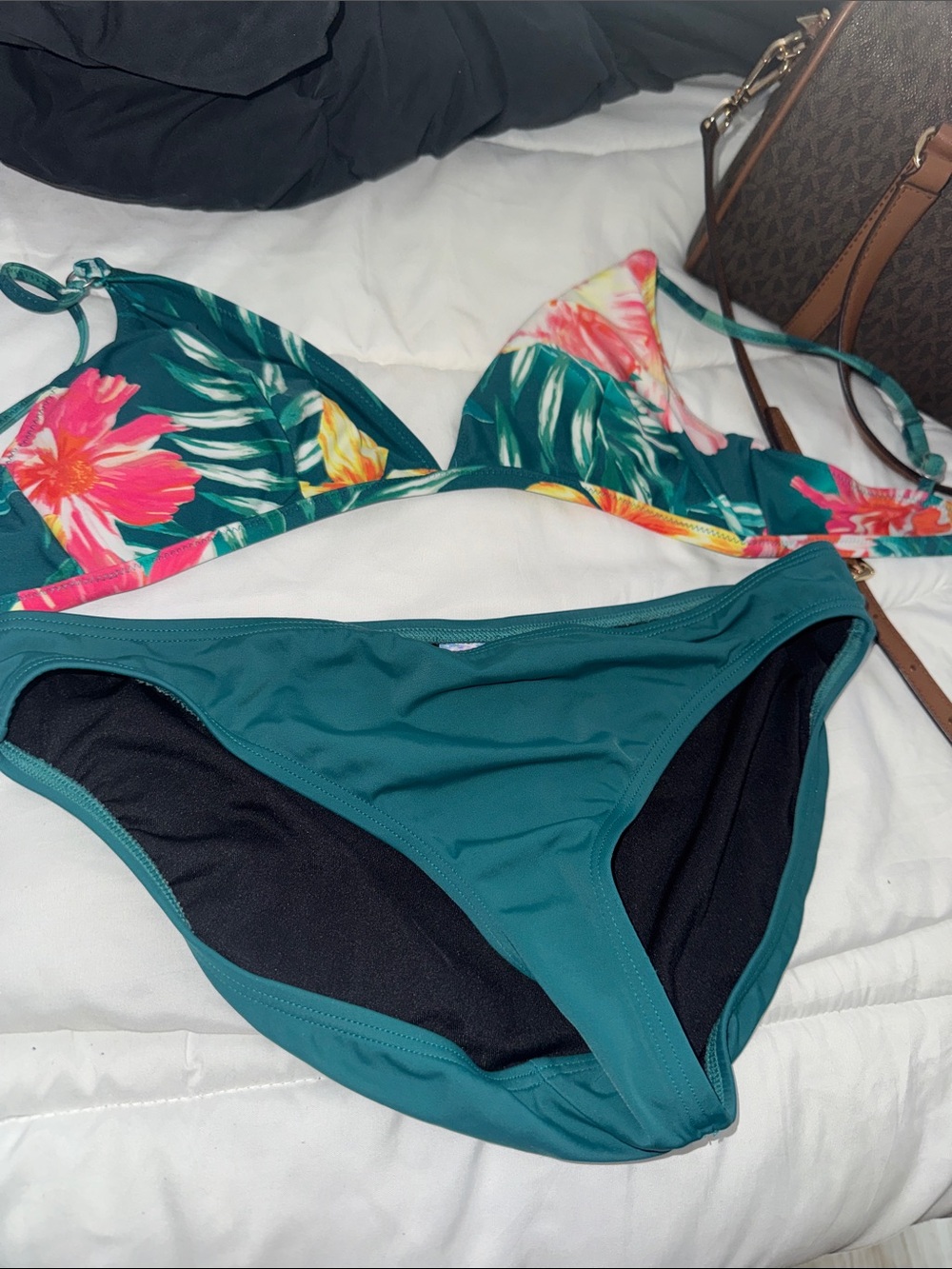 Floral Teal Underwire Bikini Set - Women's Swim